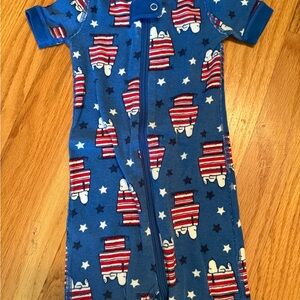 Peanuts Blue and Red Baby Onesie Hanna Andersson